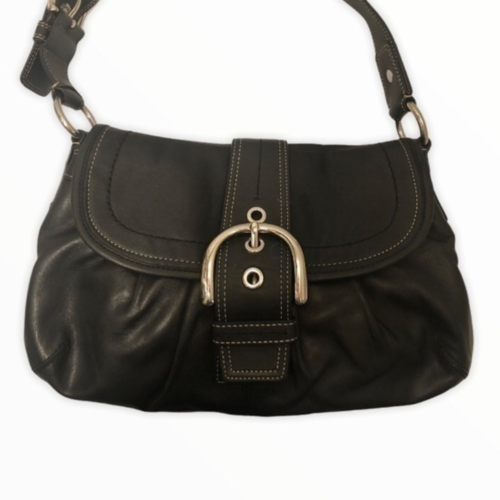 Coach pleated soho black leather hobo bag
